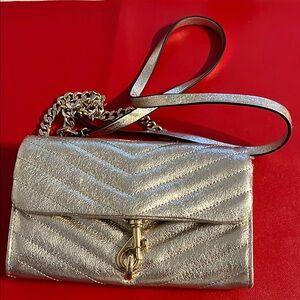 Rebecca Minkoff Tahini Edie Quilted Wallet with gold...